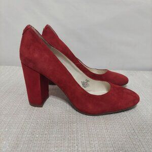 Anne Klein Iflex Pumps Heels Shoes Lonnie Red Suede Size 7.5 M Heel 3.75"